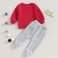 thumbnail image 4 of Okbabeha Toddler Baby Boy Christmas Outfit Christmas Sweater Letter Crewneck Sweatshirt Shirt Pants Xmas Santa Clothes, 4 of 6