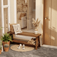 thumbnail image 5 of 43.3" Solid Wood Entryway Bench with Shoe Shelf, Farmhouse Indoor Bench for End of Bed, Dining Room, Living Room, Hallway, Brown, 5 of 7