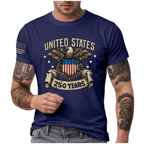 Mens 4th of July T-Shirts 4th of July Shirts Patriotic Shirts for Men American Flag Patriotic Shirts USA Star Stripes Graphic T Shirt (Navy,M)