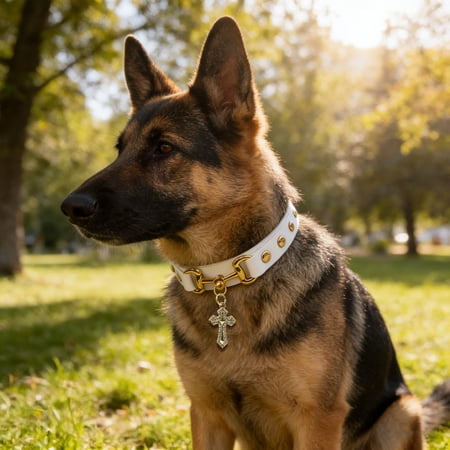 PU Leather Dog Collar with Heart Pendant Adjustable Pet Collar with Alloy Buckle for Cats and Small Dogs