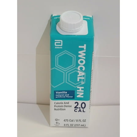 TWOCAL HN Nutrition Drink, Vanilla, 8 oz. Carton, 24 Count