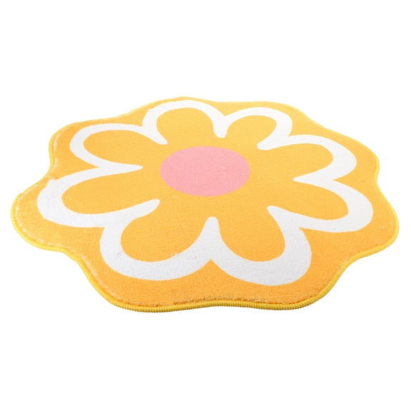 GAXIRE Floor Blanket Flower Shaped Polyester Yellow 1Pack