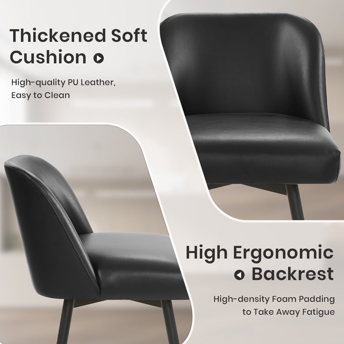 Modern Bar Stools Set of 4, 26" H Swivel Counter Height Barstools with High Backs, Kitchen Island Stools, For Bar & Home,Faux Leather, Black