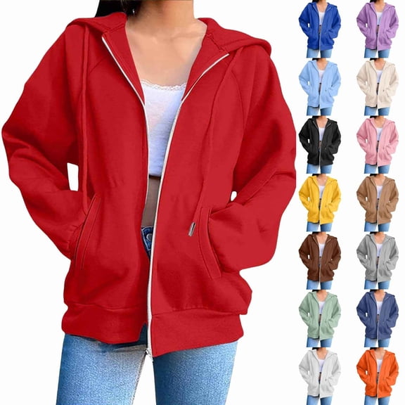 Aihuaihua Zip Up Hoodie Women Plus Size Cute Casual Long Sleeve Zipper Sweatshirts Fall Y2k Outfits Comfy Track Jackets with Pockets (White,XL)