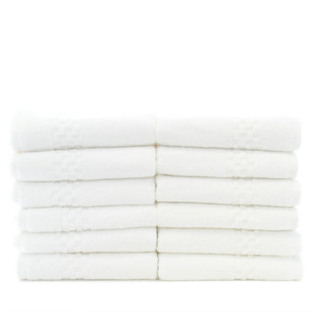 Bare Cotton Turkish Cotton White Checkered Washcloths (Wash Cloths - Set of 6,