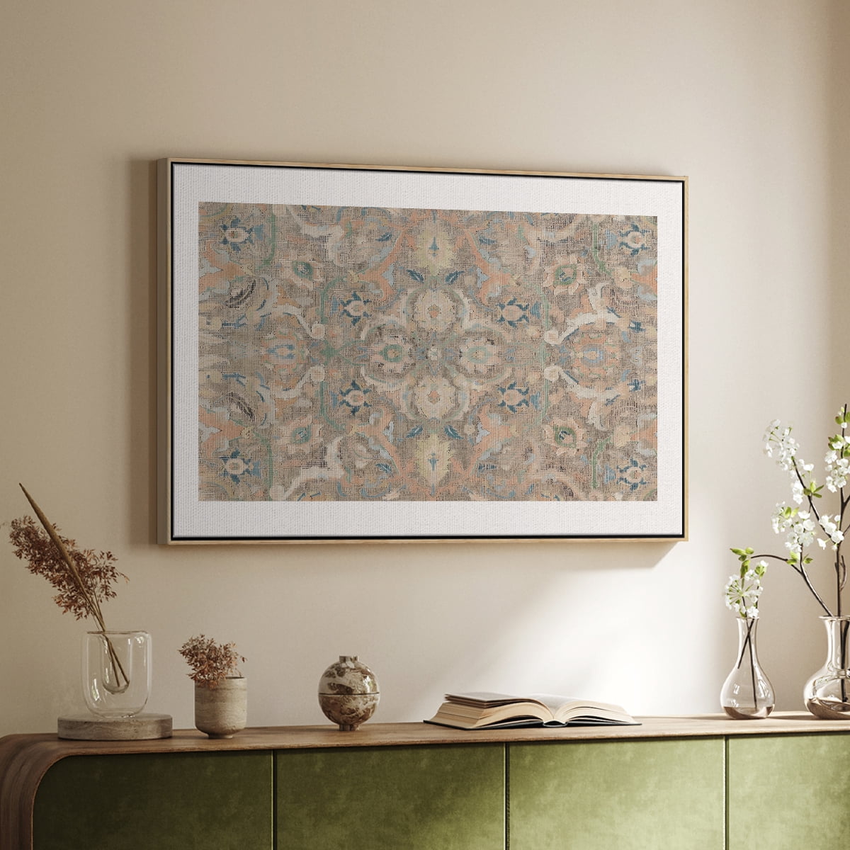 Vintage Abstract Print-II Framed in Natural Wood Wood Gallery Wrapped Canvas 17 in. x 25 in.