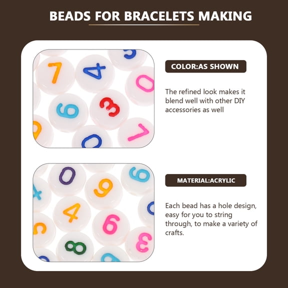 icolorfuled 100pcs Multicolor Acrylic Number Spacer Beads for Jewelry Making, Craft Supplies, Accessories