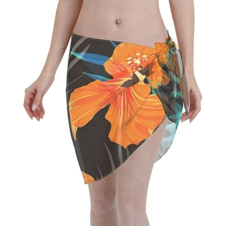 Summer Tropical Hawaiian with Palm Tree Leaves and Exotic Women Short ...