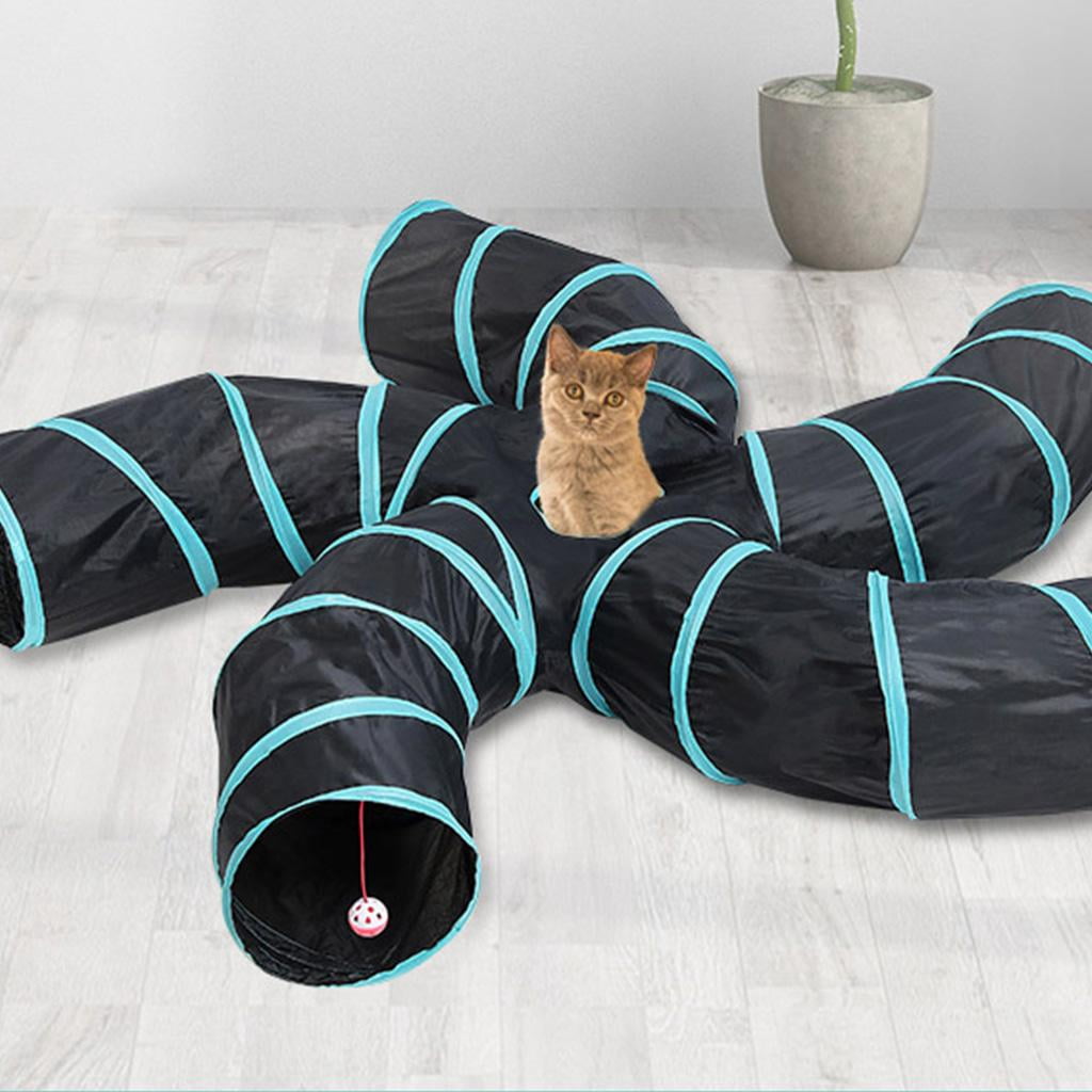 Collapsible Tunnel Tube Pet Toys 5-Way Cats for Play Tunnel Large Durable Hideaway for Ferret Rat Sugar Glider Rabbit