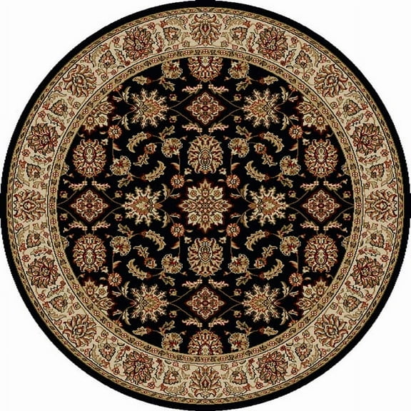 Radici Usa Como Area Rug 1592 Black Italian Bordered 5' 3" x 5' 3" Round