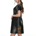 thumbnail image 2 of Balery Black And Gold White Horse Vestidos sueltos de manga corta para mujer, vestidos de verano 2025, vestidos casuales de corte A con vuelo., 2 of 6