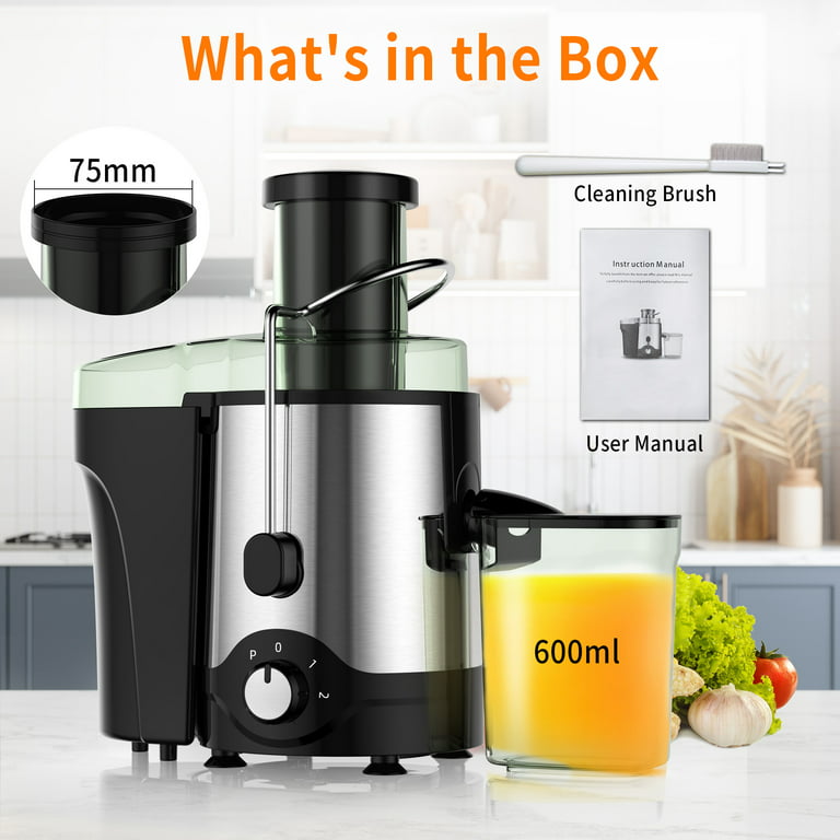 VAVSEA Juicer Machine 600W, Juice Extractor, Anti-Drip Press Centrifugal  Juicer with Big Mouth 3 Feed Chute for Whole Fruit Vegetable, BPA-Free,  Easy