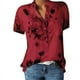 thumbnail image 1 of Blusa de gasa para mujer Camisas de manga corta con cuello en V Blusa con estampado floral Ormromra CJWUS-4694, 1 of 1