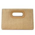 thumbnail image 1 of Bolso de mano Kseymeir Straw Clutch con asa superior para mujer, color caqui, 1 of 8
