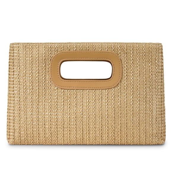 Bolso de mano Kseymeir Straw Clutch con asa superior para mujer, color caqui