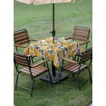 thumbnail image 4 of Outdoor Tablecloth with Umbrella Hole for Patio/Picnic/Party/Camping, Hand Drawn Lemon Waterproof Table Cloth Square Cover Washable, Blue Leaves Summer Botanical Retro (54"x 54"), 4 of 8