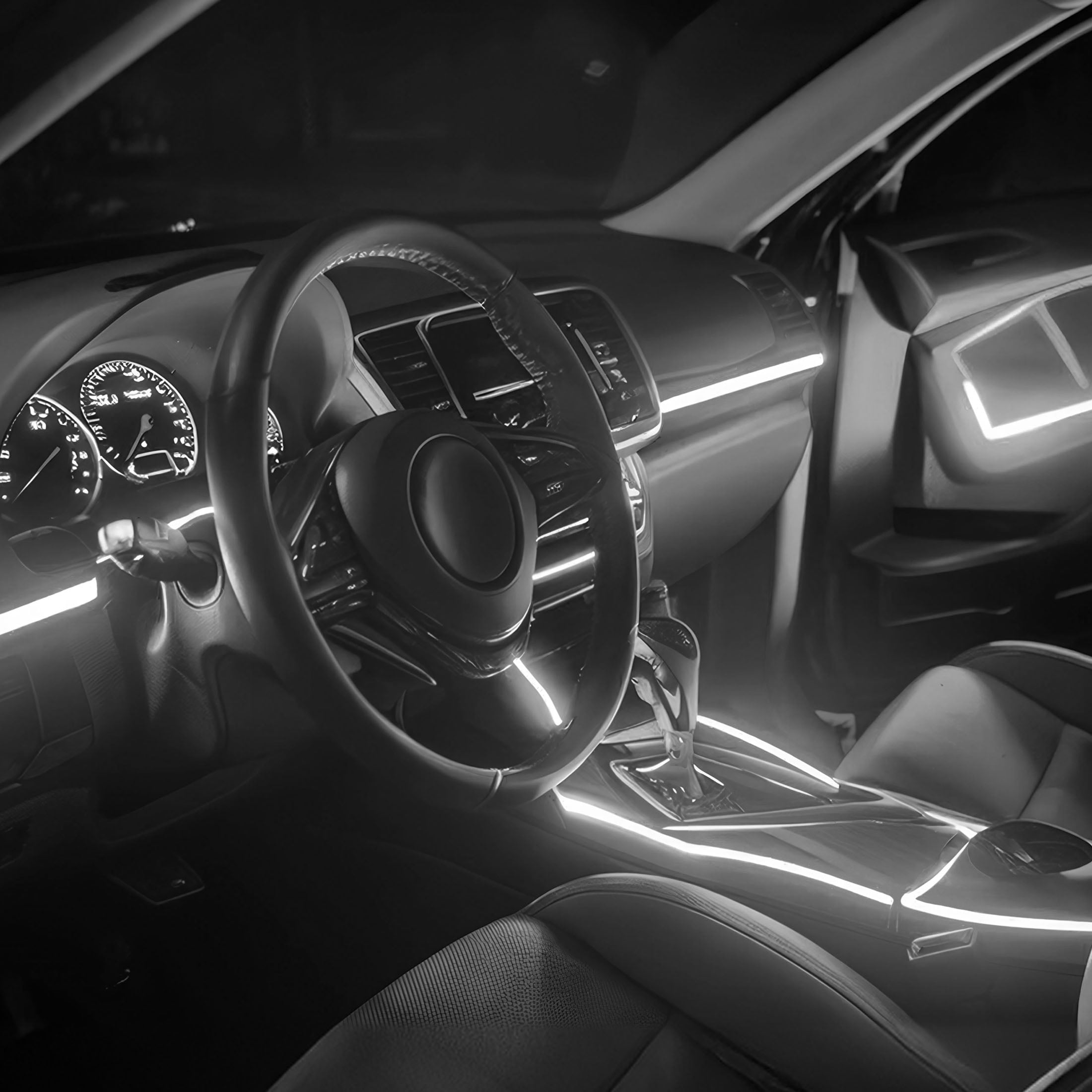 TYPE S - Infinite Glow White LED Ambient Lighting - Car LED Strip Lights, Light Sync Technology, 3M Adhesive, Trimmable, 12V, 2 x 12" White Strips, 24 inches