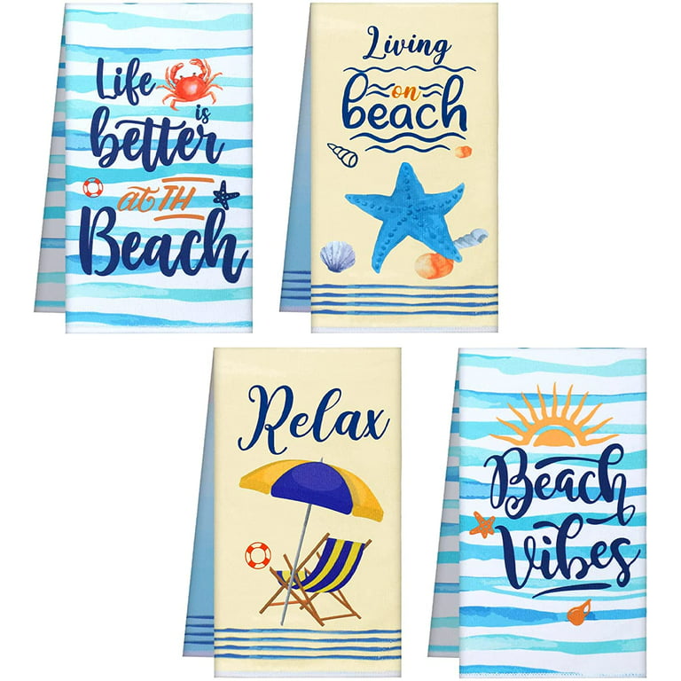 4 Pieces Beach Kitchen Towels Fast Drying Absorbent Baking Kitchen