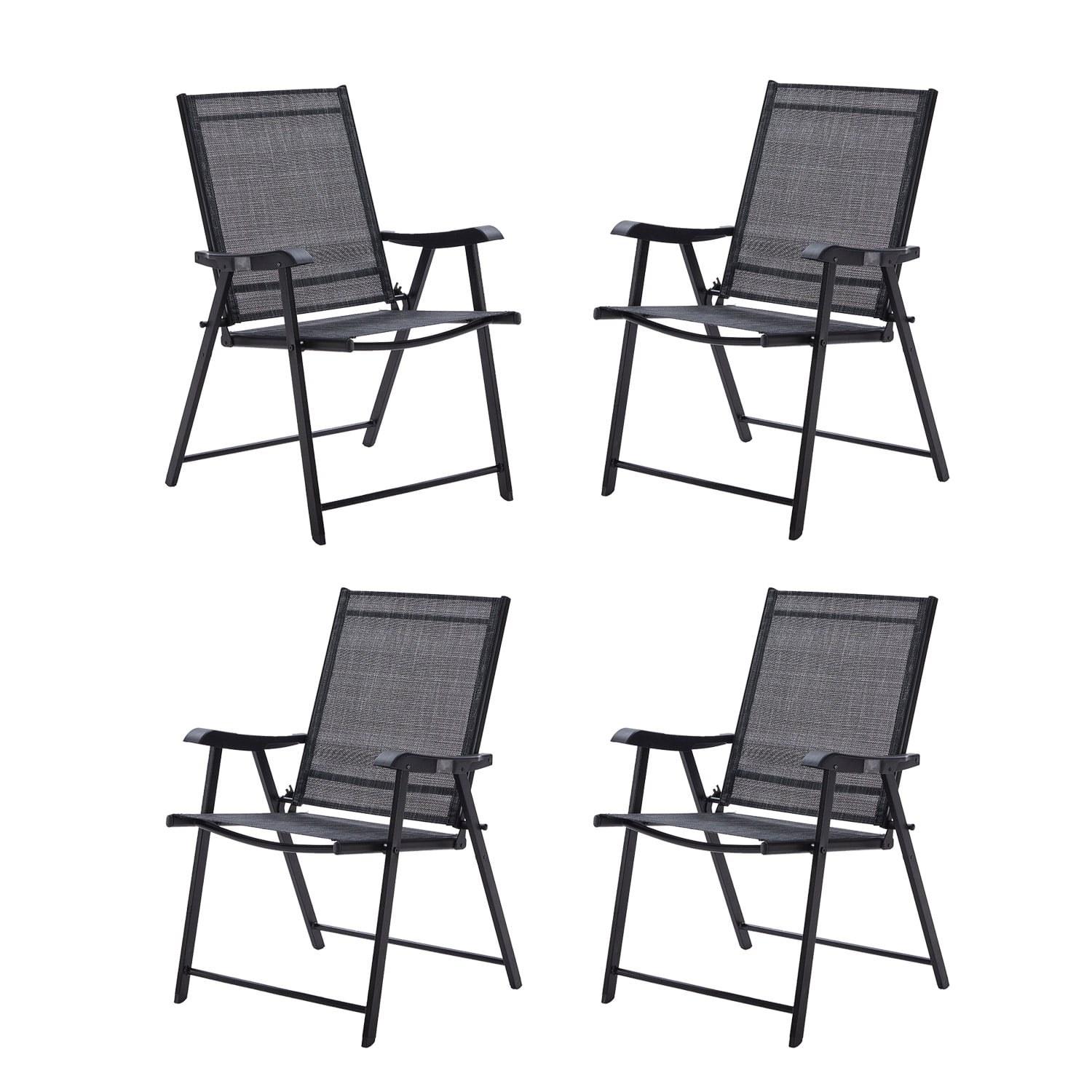 Courtyard Porch VICLLAX Folding Patio Chairs Set of 2 Outdoor Portable Metal Dining Chairs for Lawn Black Balcony & Garden 