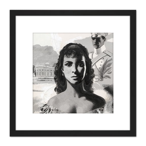 Band Design Leo Tolstoy Anna Karenina Collage Drawing 8X8 Inch Square Wooden Framed Wall Art Print Picture with Mount