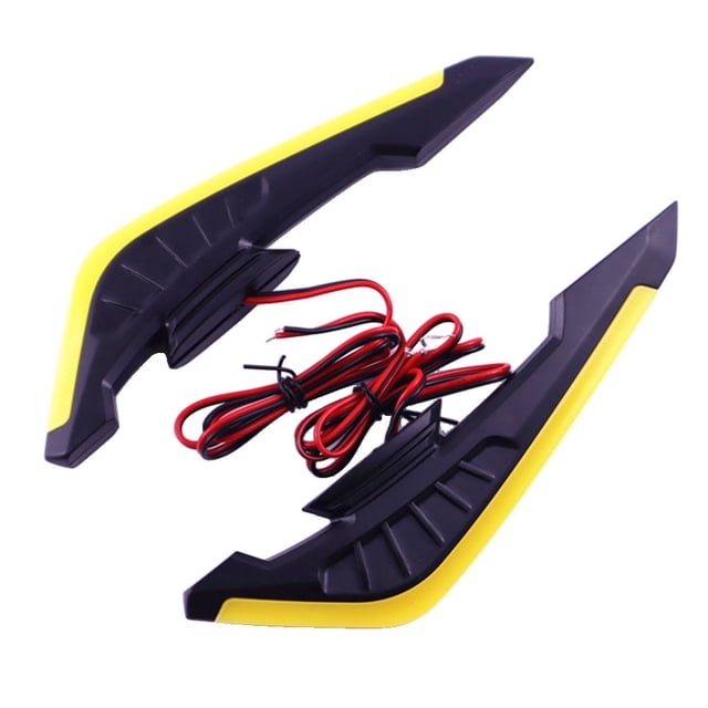 BUYISI Motorcycle Winglet Aerodynamic Spoiler Wing Decoration 12V Cold Light Led Yellow