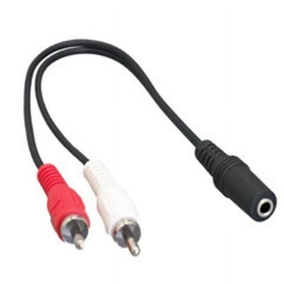 6 in. 3.5 mm Stereo to 2 RCA Adapter Cable, Black