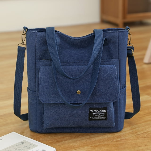 Bolsos Cruzados Bolso bandolera de lona Bolso bandolera de gran capacidad Bolso tote retro (Azul) Sywqhk Para Estrenar