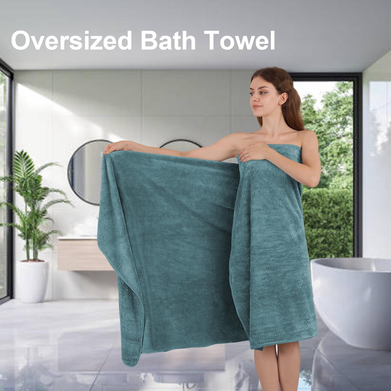 Smuge 8 Piece Oversized Bath Sheet Towels, 2 Large Bath Towels, 2 Hand Towels, 4 Washcloths, 600 GSM Ultra Soft Large Bath Towel Set Cozy Quick Dry Bathroom Towels Hotel Luxurious Towels(Green Pine)