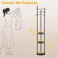 thumbnail image 2 of Perchero Giratorio, Perchero para Ropa y Bolsas de Madera, Perchero de Pie con Marco de Metal con 3 Estantes y 8 Ganchos, Estante para Ropa para Entrada, Oficina, Dormitorio (Negro), 2 of 4