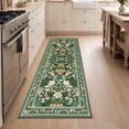 thumbnail image 3 of Findosom 2'x6' Washable Runner Rug for Hallway,Non Slip Floral Laundry Runner Rugs,Low Pile Faux Wool Floor Mat Stain Resistant Carpet Runner Rug for Bedroom Kitchen Living Room Entrance,Green, 3 of 8
