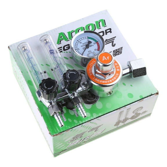 Upgrade Argon Flow Meter Double Tube 0-25MPa Pressure Regulator Gauge for Weld Mig Tig Welding Quality Plastic & Metal