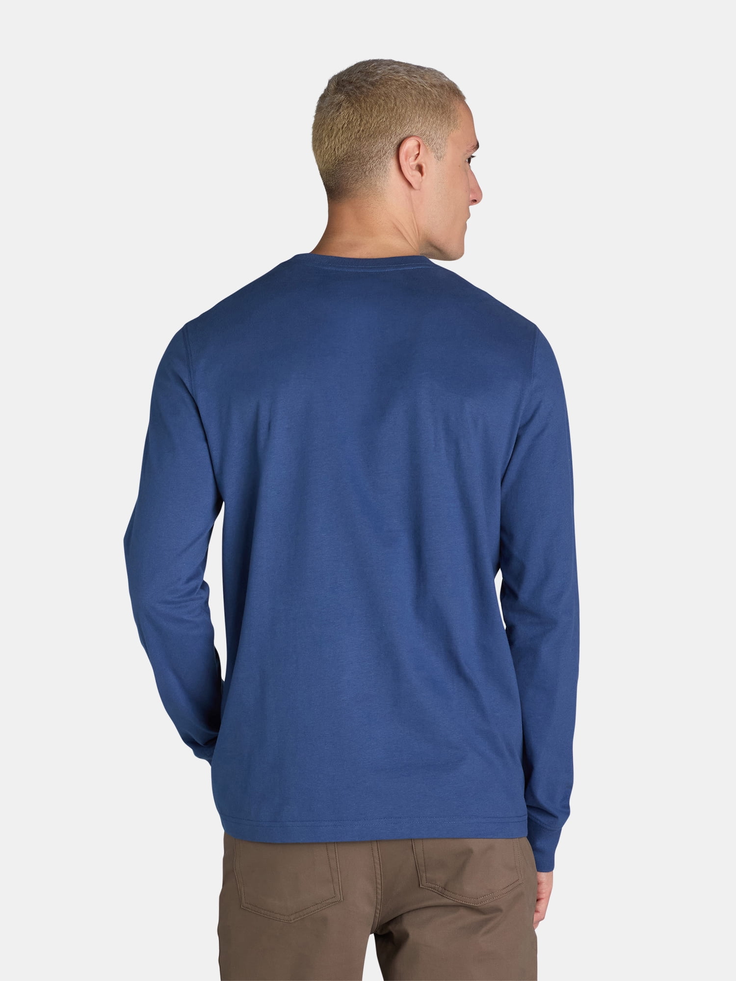 George Men's & Big Men's Relaxed Fit Cotton Crewneck T-Shirt with Long Sleeves, Size XS-3XL