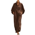 thumbnail image 2 of Odbmxy Fall Women Maxi Dress Cotton Linen 3/4 Sleeve Tunic Holiday Shirt Dress for Women Shift Oversized Button Collared, 2 of 8