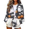 thumbnail image 2 of Gamivast Open Front Cardigan for Women Tie Knot Long Sleeve Shrugs Witch Hat Print Lightweight Cropped Tops Halloween Cover Up for Fall Festival Holiday Outfits, 2 of 5