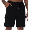 thumbnail image 4 of Satankud Men's Casual Cargo Shorts Classic Relaxed Drawstring Stretch Elastic Waist Beach Shorts with 5 Pockets Black-42, 4 of 11