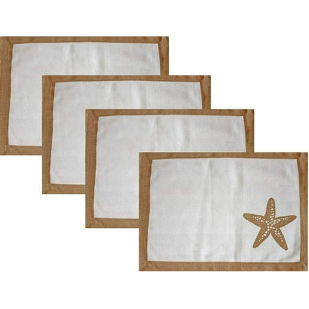 

Nantucket Home Sea Life Cotton Canvas Placemats Set of 4 (Brown Starfish)