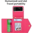thumbnail image 5 of Zipper Wallet Purse for Samsung Galaxy Z Flip 4 5G Crossbody Case with Credit Card Holder Strap Lanyard Women Kickstand Flip Leather (Rose, Z Flip 4), 5 of 18