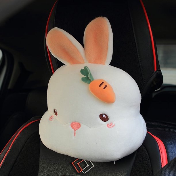 Lindo reposacabezas de coche de dibujos animados, accesorio de peluche para coche, protección para el cuello, almohada para la cintura, linda funda para cinturón de seguridad, almohada para coche