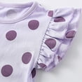 thumbnail image 4 of GYRATEDREAM 2PCS Toddler Girl Clothes Summer Outfits Short Sleeve Ruffle T Shirt Tops and Shorts Clothing Set for 4-5Y Purple, 4 of 9