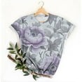 thumbnail image 4 of Shirts for Women Plus Size Short Sleeved Round Neck Floral Print Casual Top Multicolor XXXXXL, 4 of 5