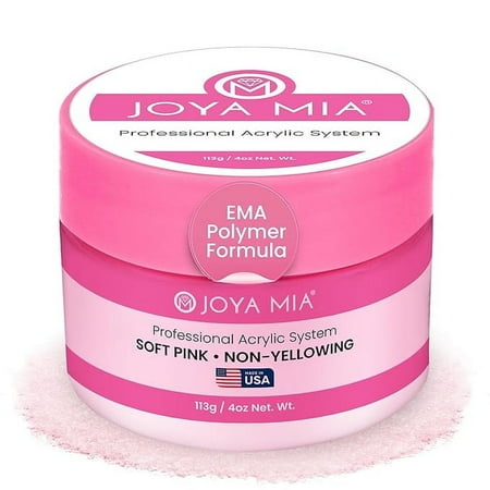 Acrylic Powder for Nails, Super Adhesion Acrylic Nail Powder, Professional Colored Acrylic Nail Powder for Flawless & Beautiful Acrylic Nail Enhancements, Soft Pink, 4 oz - Joya Mia