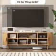 thumbnail image 3 of 70" Fluted TV Stand, Mid Century Modern TV Stand for TVs up to 80", Entertainment Center with Storage, Adjustable Shelves, Wood Media Console for Living Room, Bedroom, Natural, 3 of 7