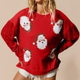 thumbnail image 2 of Fshinging Essentials Women's Hoodie Sweatshirt Christmas Sequin Santa Claus Print Patchwork Long Sleeve Sweater Fall Winter Clothes, 2 of 9