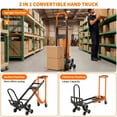 thumbnail image 3 of Veeboto 3-in-1 Heavy Duty Industrial Hand Truck Aluminum Dolly Cart, 1000LBS Folding Stair Climbing Cart with Solid Wheels for Moving, Travel, Office Use, Orange, 3 of 7