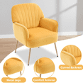 thumbnail image 3 of Velvet Accent Chair,Modern Upholstered Armchair Chairs,Single Sofa Armchair with Metal Legs for Living Room,Bedroom,Office,Yellow, 3 of 8