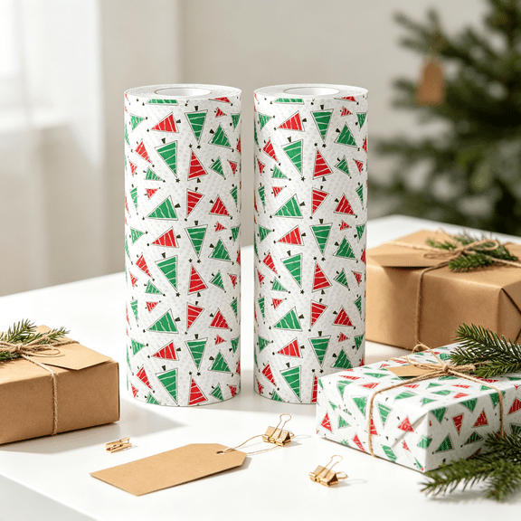 Christmas Paper Towels 2-Pack,Thick & Strong Absorbent Holiday Printed Paper Towels,Kitchen Roll for Festive Cleaning,Style-A