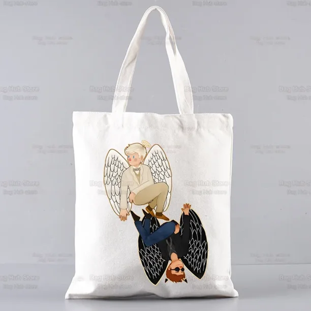 Good Omens Crowley inefable David bolso de compras para mujer, bolso de mano ecológico reutilizable, bolso de mano Retro grande, bolso de compras para mujer