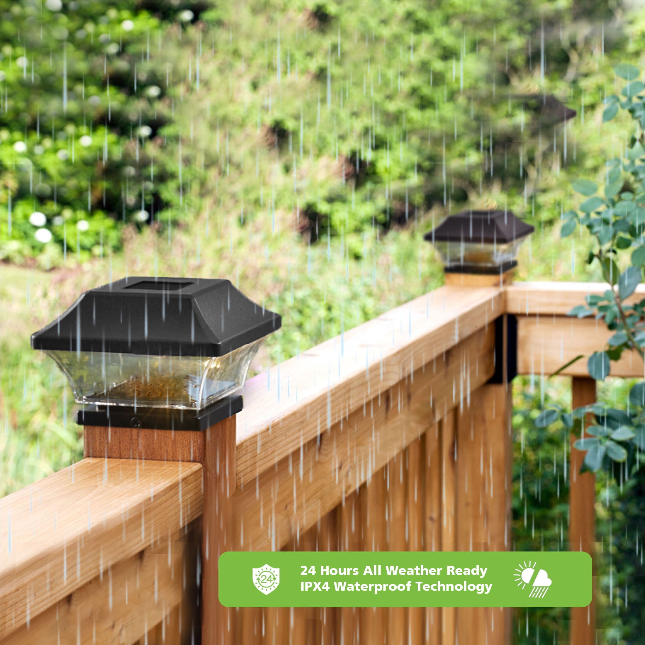 Mainstays Solar Powered Outdoor Integrated LED Post Cap Light, 5 Lumens, Black