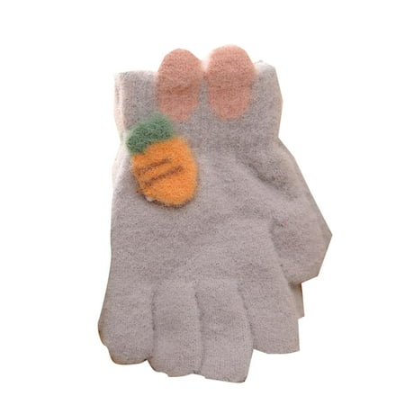 

Zlekejiko Toddler Five Finger Gloves Girls Baby Autumn Winter Warm Points Cute Thin Winter Carrot