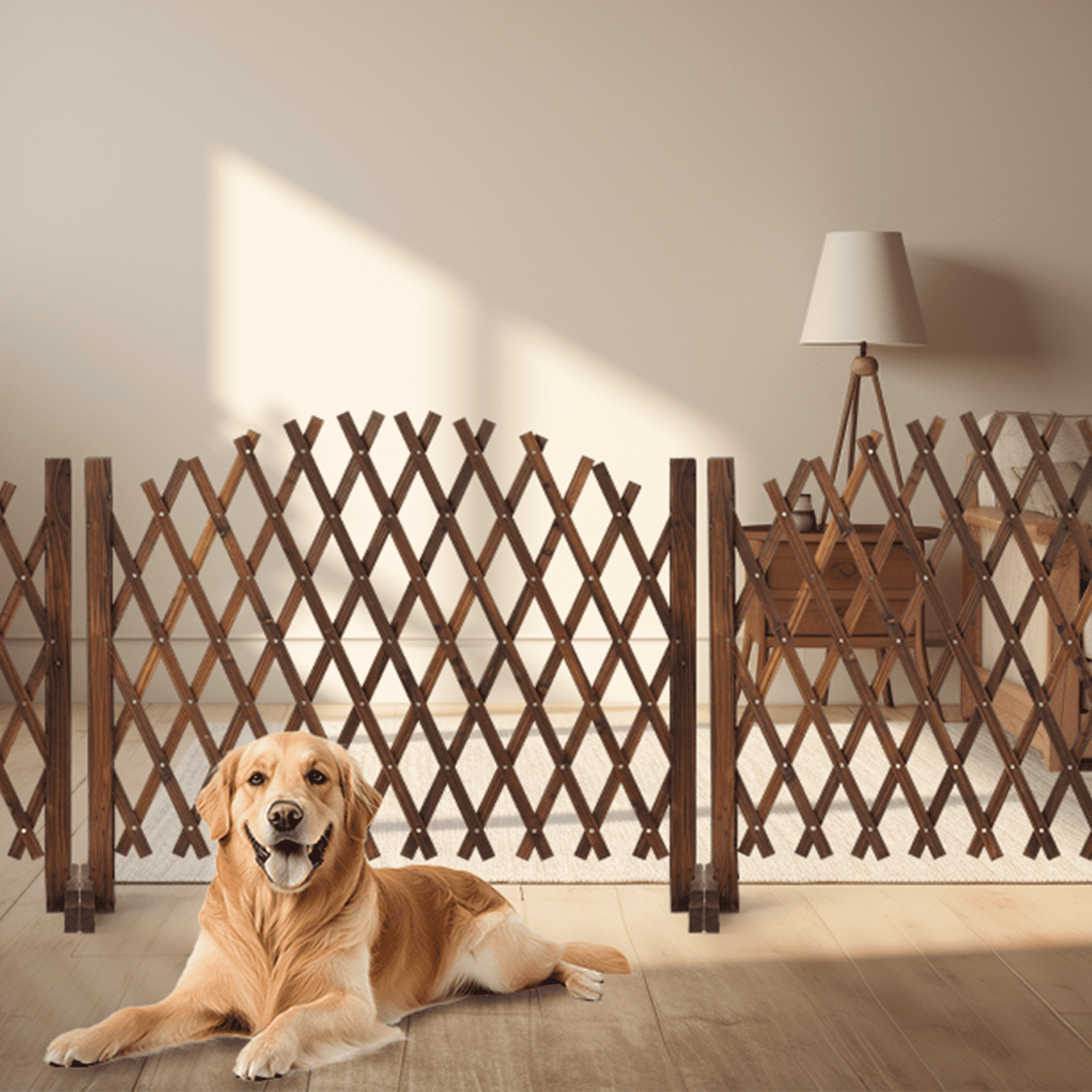 Expandable Wooden Garden Trellis 13" to 81" Wide 36" High Decorative Diamond Pattern Fence Panel for Climbing Plants Garden Yard Privacy Screen Pet Barrier